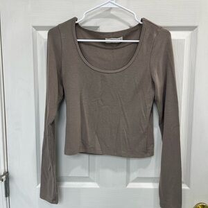 Abercrombie & Fitch Long Sleeve Taupe Top